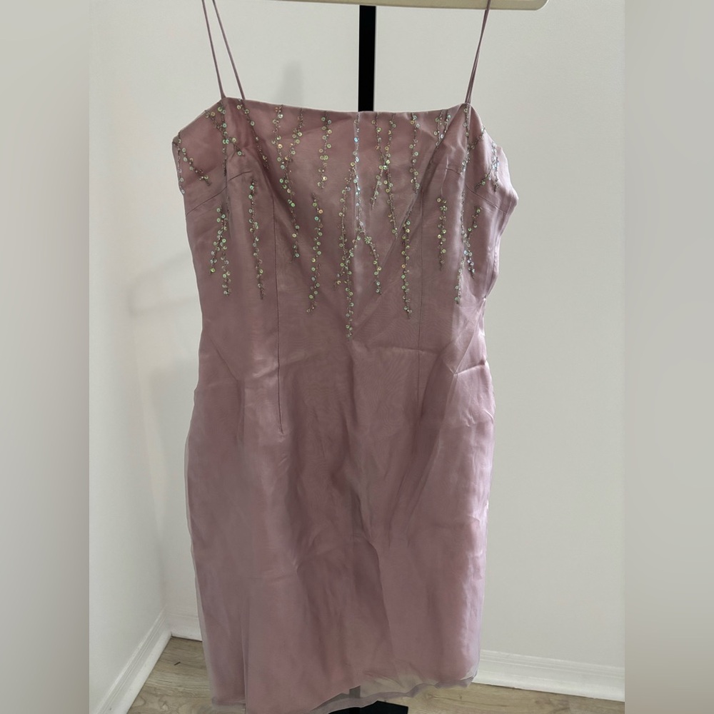 Laundry By Shelli Segal Dusty Rose Silk Sequins Dress
